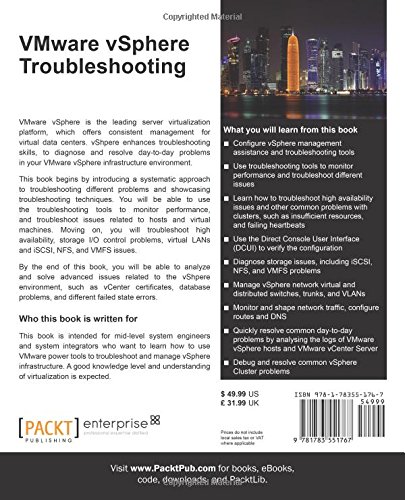 VMware vSphere Troubleshooting Book Back Cover
